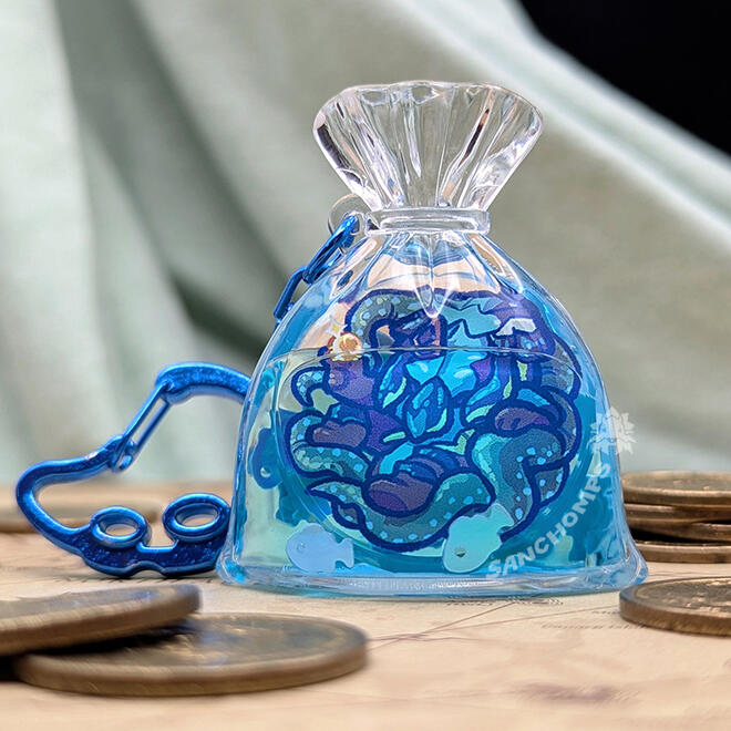 Pudding cup charms with a removable pudding shaped squishy toy inside. Design based on Kamen Rider: Den-o, 2024.