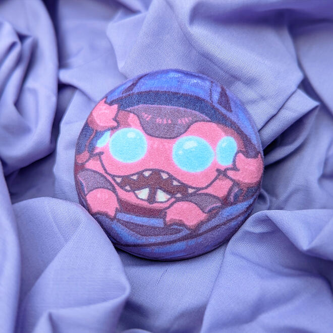 Soft plush fabric on a metal pin backing. Design based on Destiny 2.